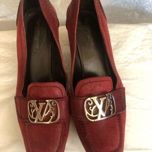 Louis Vuitton Red Flats with Silver Ornament